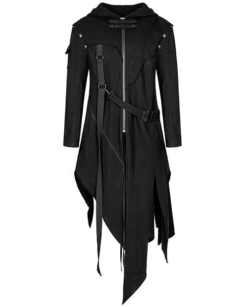 Men's Jersey Hooded Coat - Asymmetrical