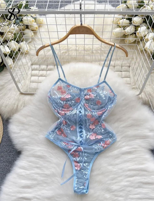 Romantic French Print Bodysuit Size Medium