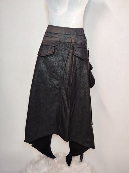 Asymmetrical men's half skirt - Leather skirt