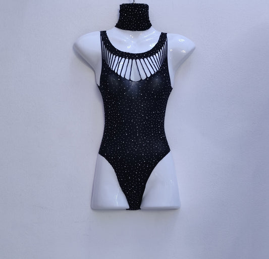 Rhinestone Sparkle Fishnet Bodysuit