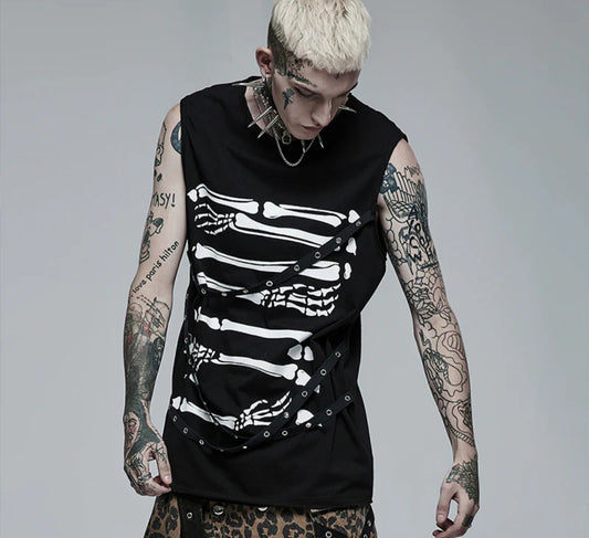 Skeleton Bones Sleeveless Shirt (WT-715BSM)