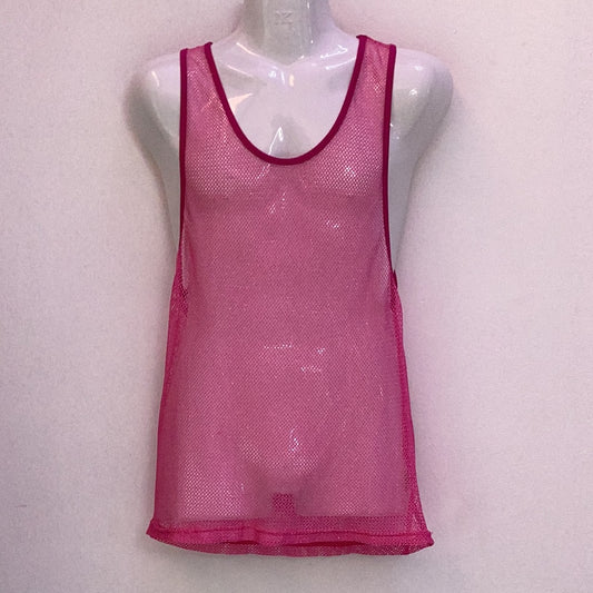 Sparkling Mesh Tank - Pink - -Incerun