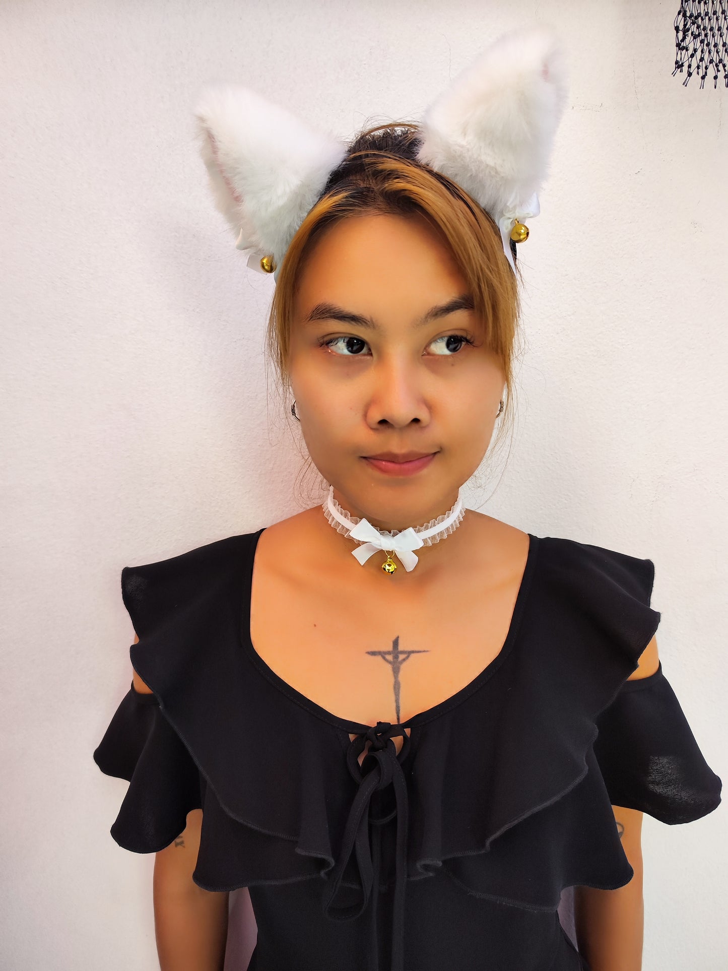 Small Kitty Ears with Collar - White