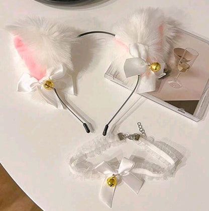 Small Kitty Ears with Collar - White