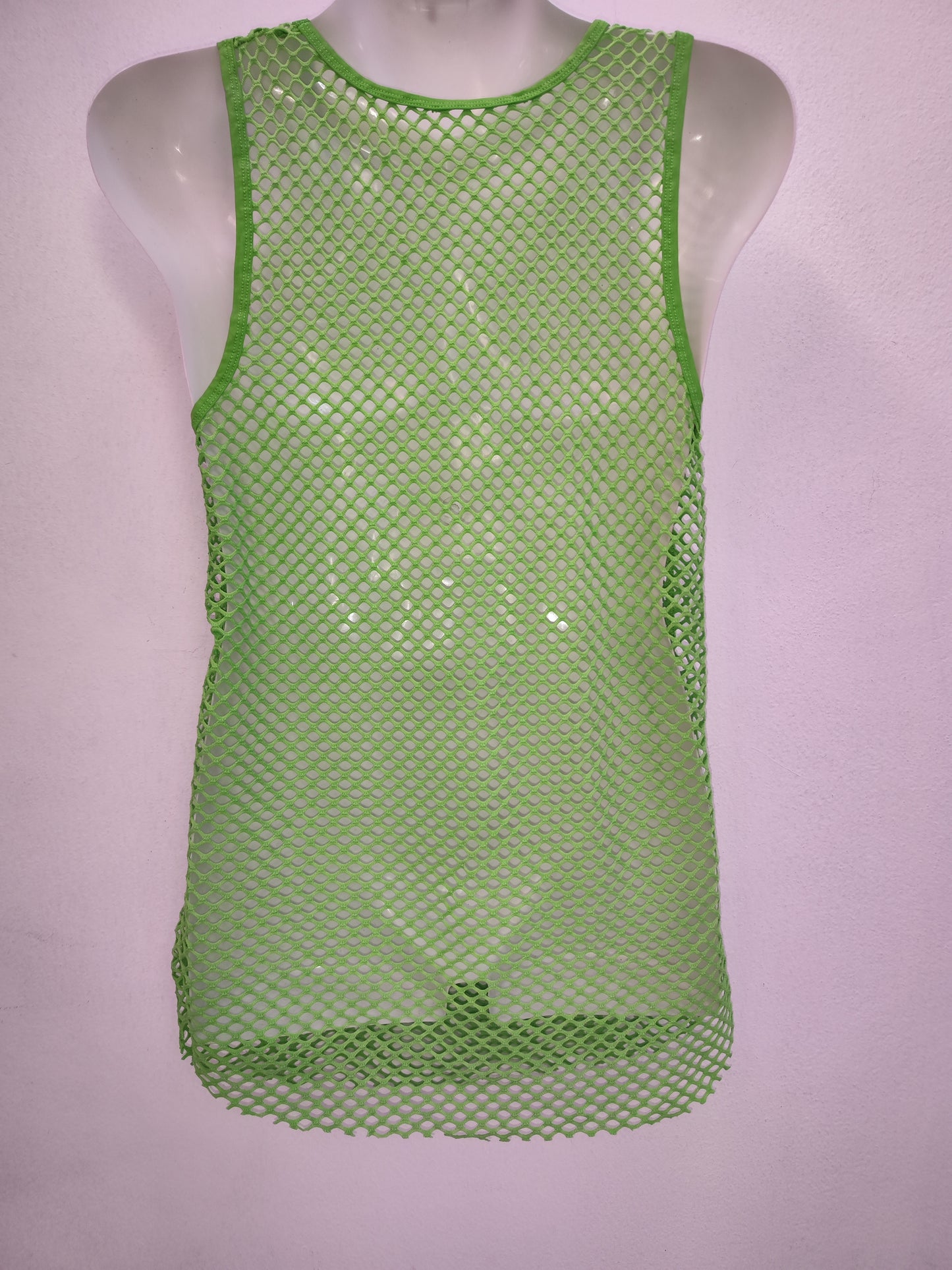 Fishnet Tank Top - Lime Green