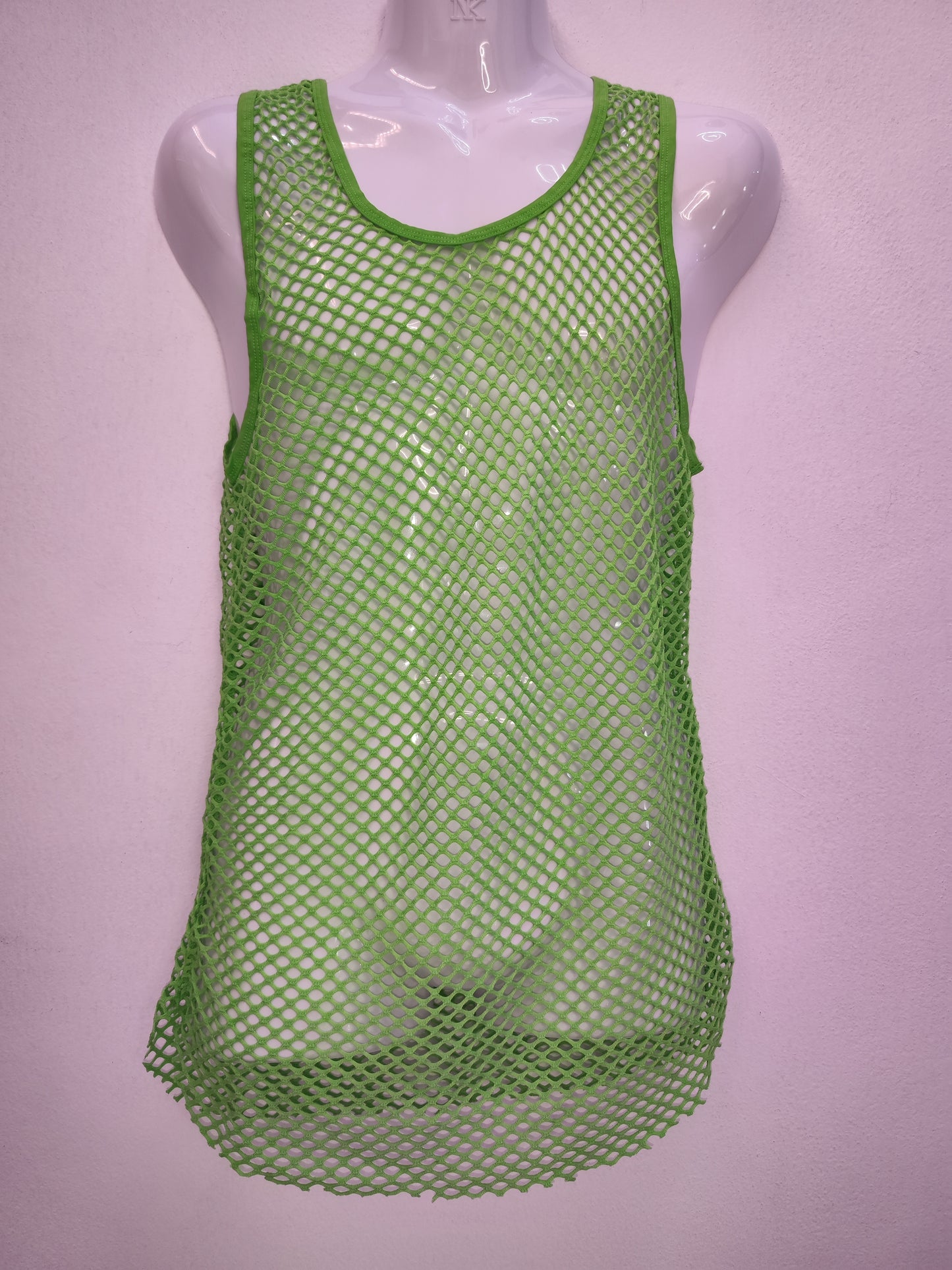 Fishnet Tank Top - Lime Green