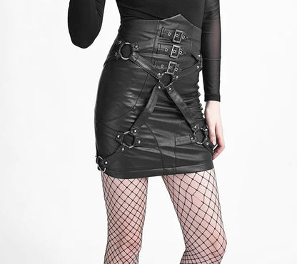 Lady Bandage High Waisted Leather Punk Skirt