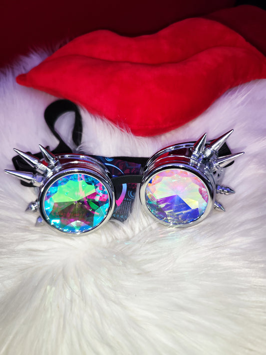 Silver with Blue/Green Kaleidoscope Goggles