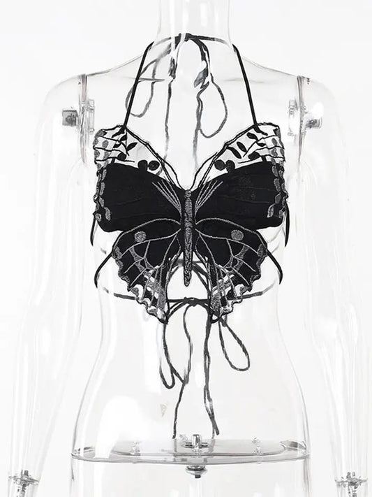 Black Butterfly Crop Top