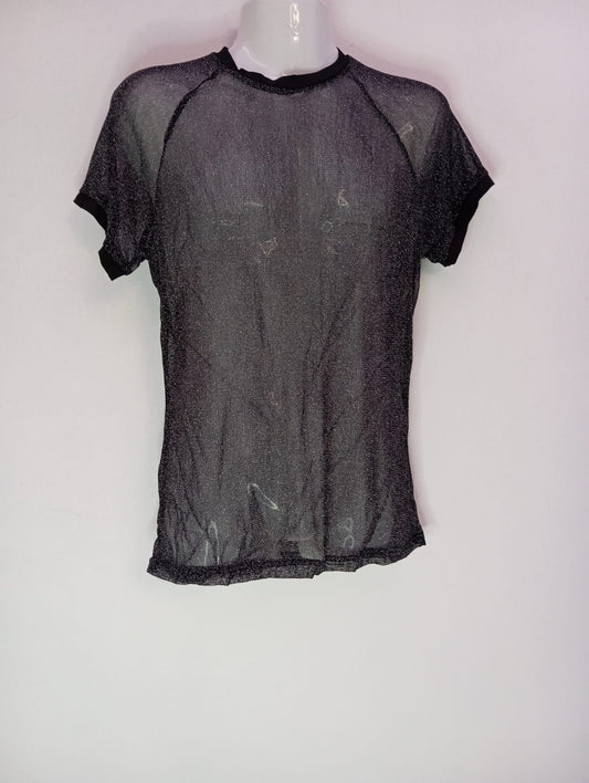 Men's Transparent Fine Knit Tee Shirt - Black Sparkles