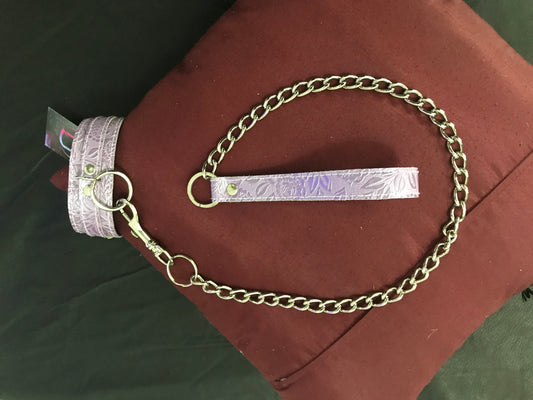 Leather Collar -Thin 13" -Lilac