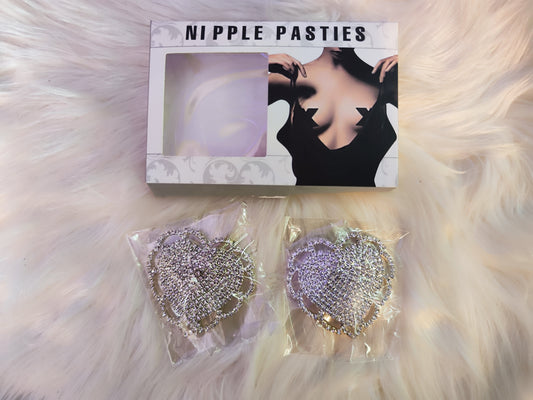 Nipple Pasties - Black Jeweled Hearts