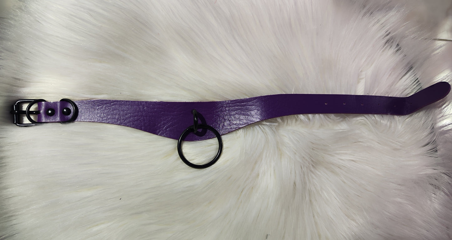 Leather collar Purple