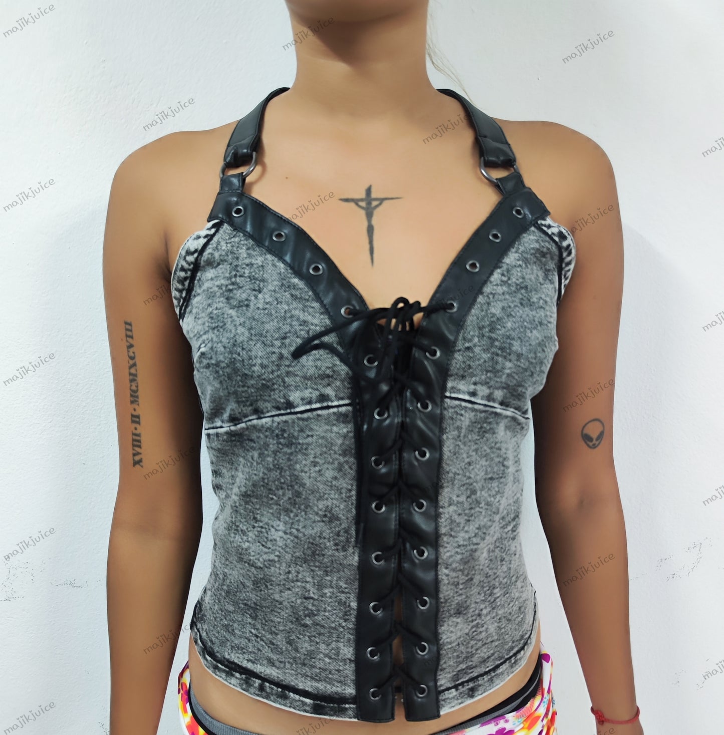 Aramis Denim Halter Top (Ash)