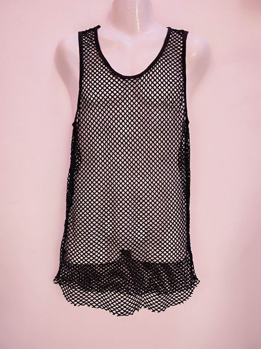 Mesh Sleeveless Shirt -Black