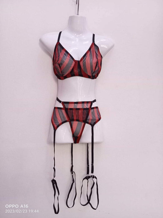 Black & Red Zebra Lingerie set