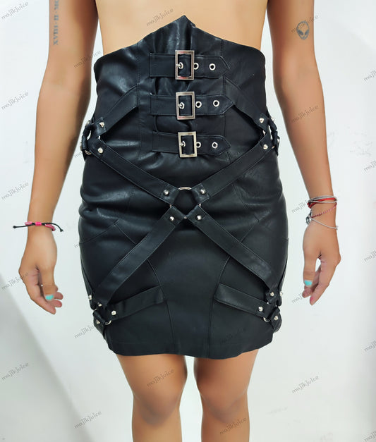 Lady Bandage High Waisted Leather Punk Skirt