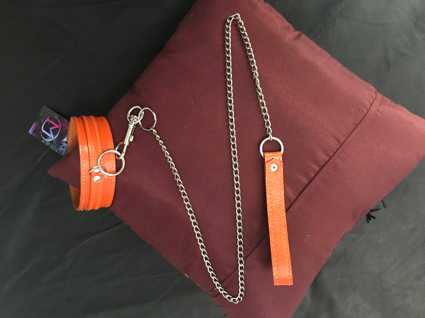 Leather Collar - Thick 16" - Orange